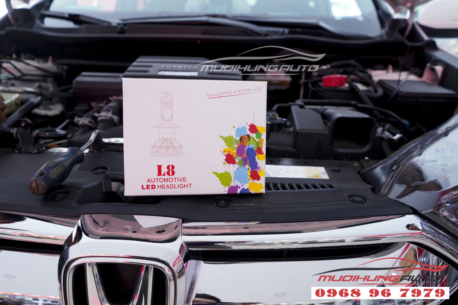 Gắn bóng led siêu sáng Honda Crv 2019 chính hãng 03